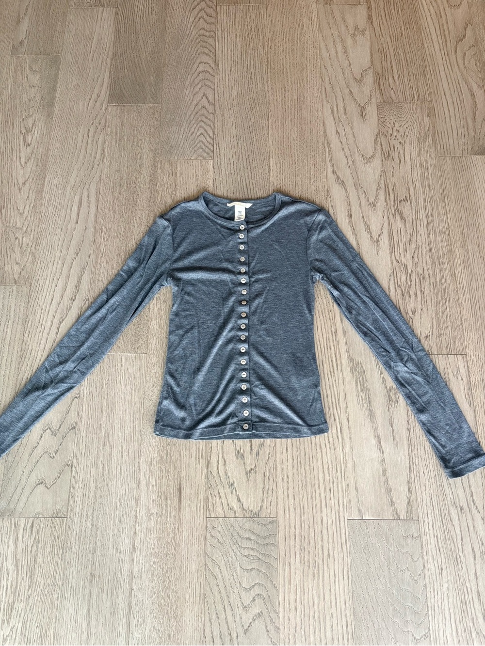 H&M Charcoal Gray Long-Sleeve Button-Up Top